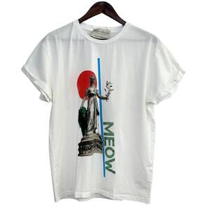Etre Cecil Laura Brown Graphic Print Meow T-Shirt Size L Streetwear Casual Luxe
